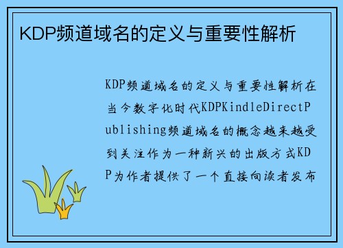 KDP频道域名的定义与重要性解析